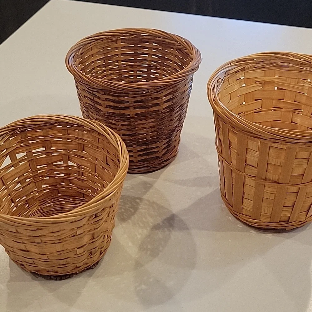 Handcrafted Vintage Woven Basket Trio Brown